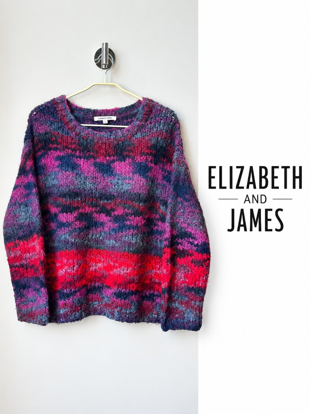 Elizabeth and James Wool Blend Chunky Knit Multicolor Sweater S